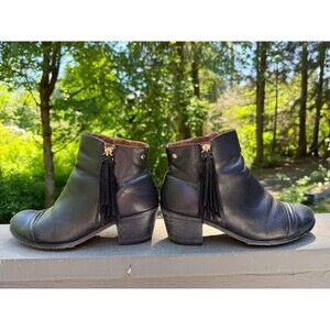 PIKOLINOS Andorra Black Leather Tassel Ankle Bootie Size 9 / 40